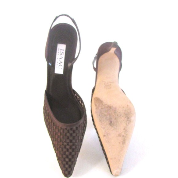 Women's Shoes Heels Designer Issac Brown Satin Fabric Slingbacks Heels 8.5 M - Picture 13 of 16